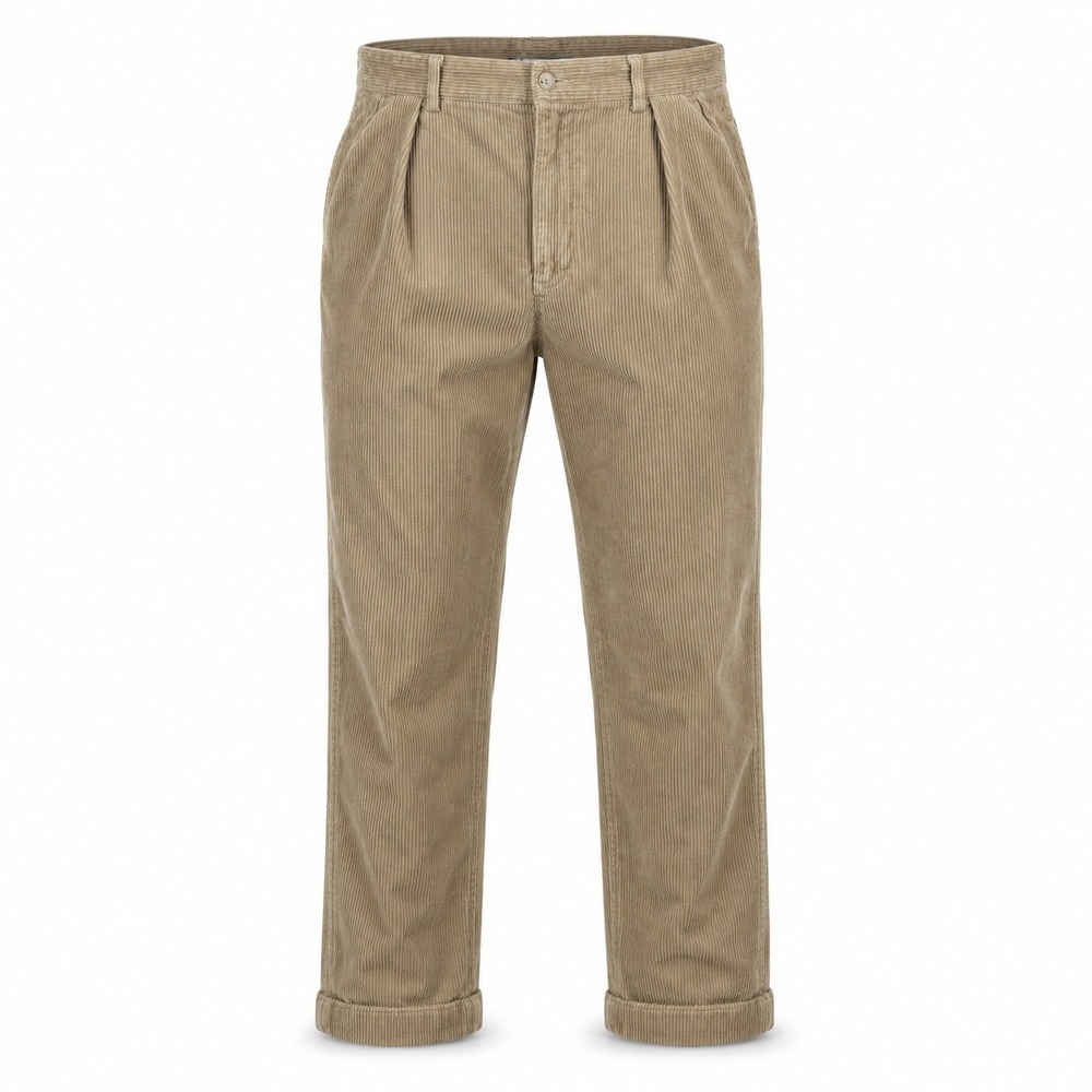 Polo Ralph Lauren Andrew Pant Men 38x30 Tan Khaki Pleated Corduroy Trousers Vtg